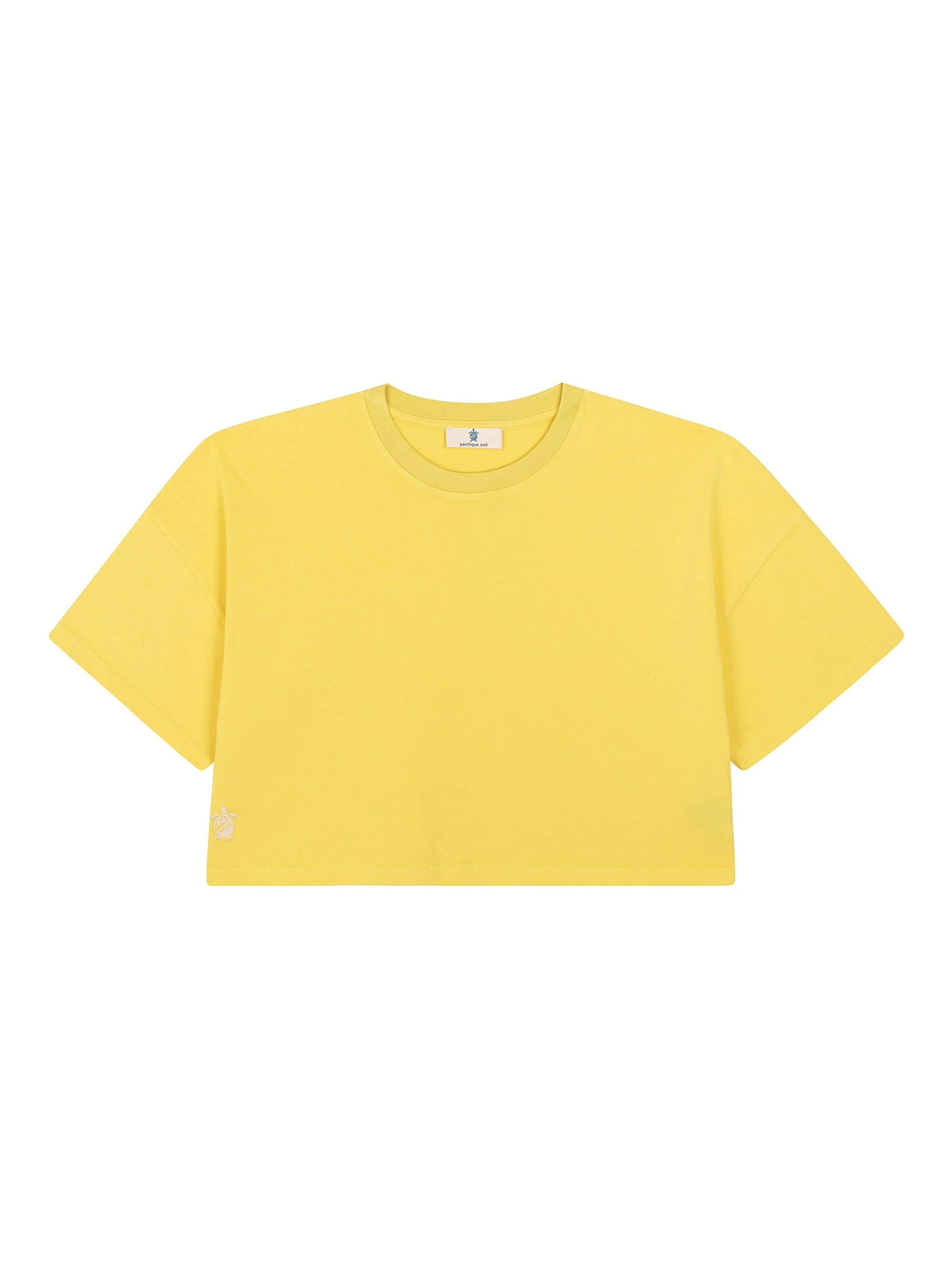 Pacifique Sud T-shirt 'Bloom' i gul: framsida