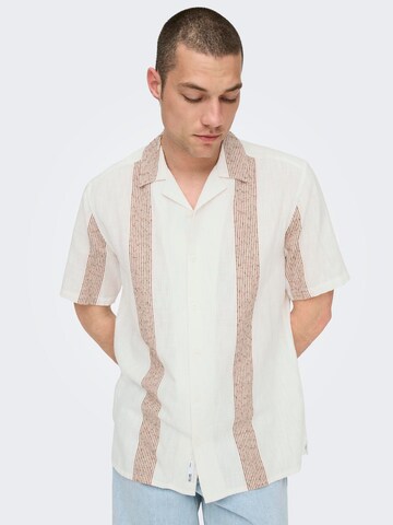 Only & Sons Regular fit Button Up Shirt 'AVI' in White