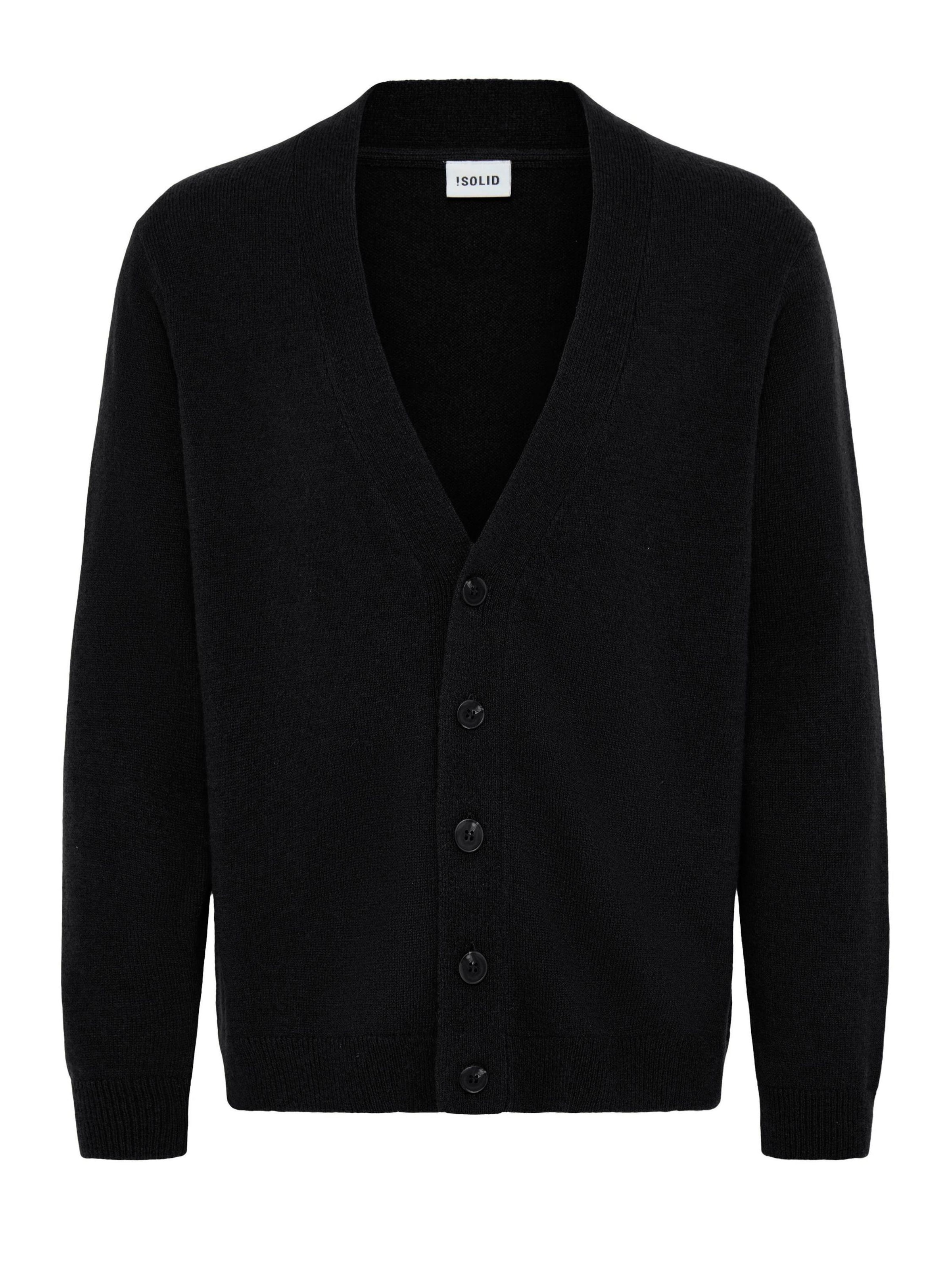 !Solid Knit Cardigan ' SDRICK ' in Black: front