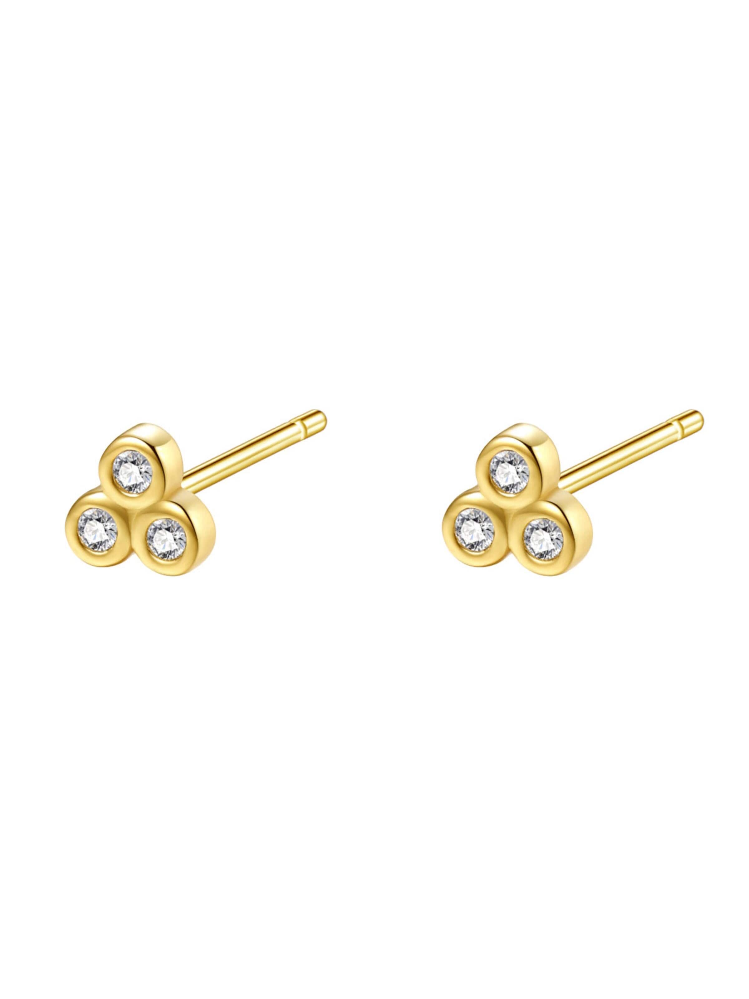 Hey Happiness Ohrringe 'White Triad'‌‌‌‌ in Gold
