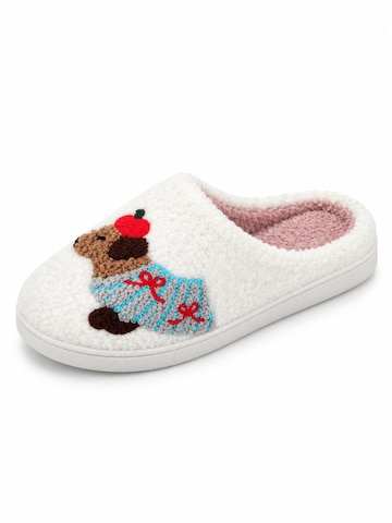 NEXORA Slippers 'Dackel Apfel' in White: front