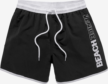 VENICE BEACH Athletic Swim Trunks in Black: front