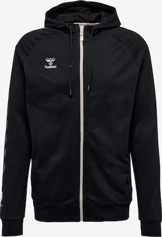 Hummel Athletic Zip-Up Hoodie 'Move' in Black: front