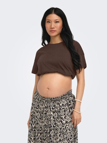 Only Maternity Shirt in Bruin: voorkant
