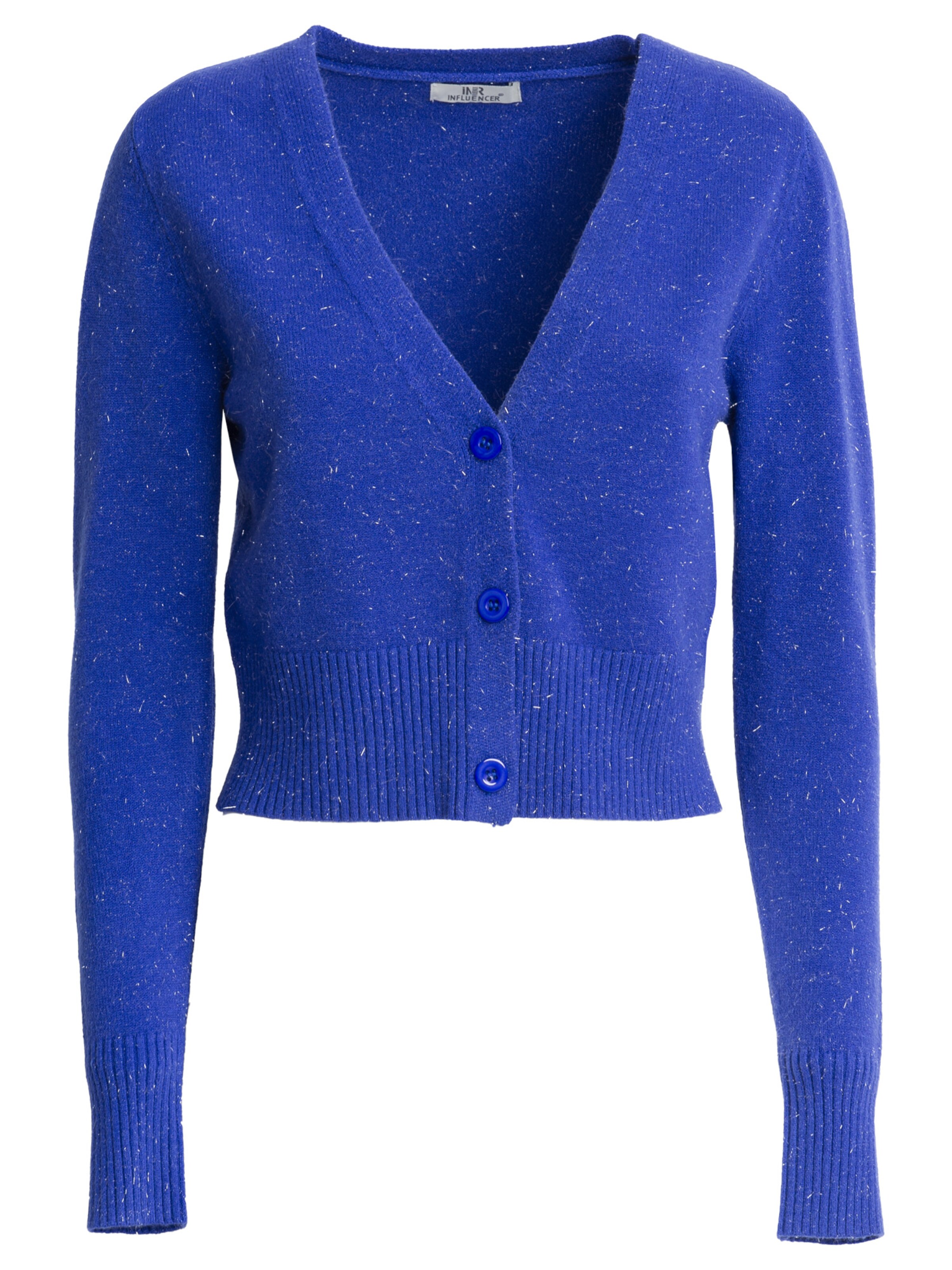 Influencer Strickjacke in Blau: Vorderseite