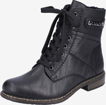 Rieker Lace-Up Ankle Boots in Black: front