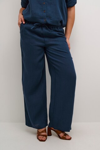 Cream Wide leg Broek in Blauw: voorkant