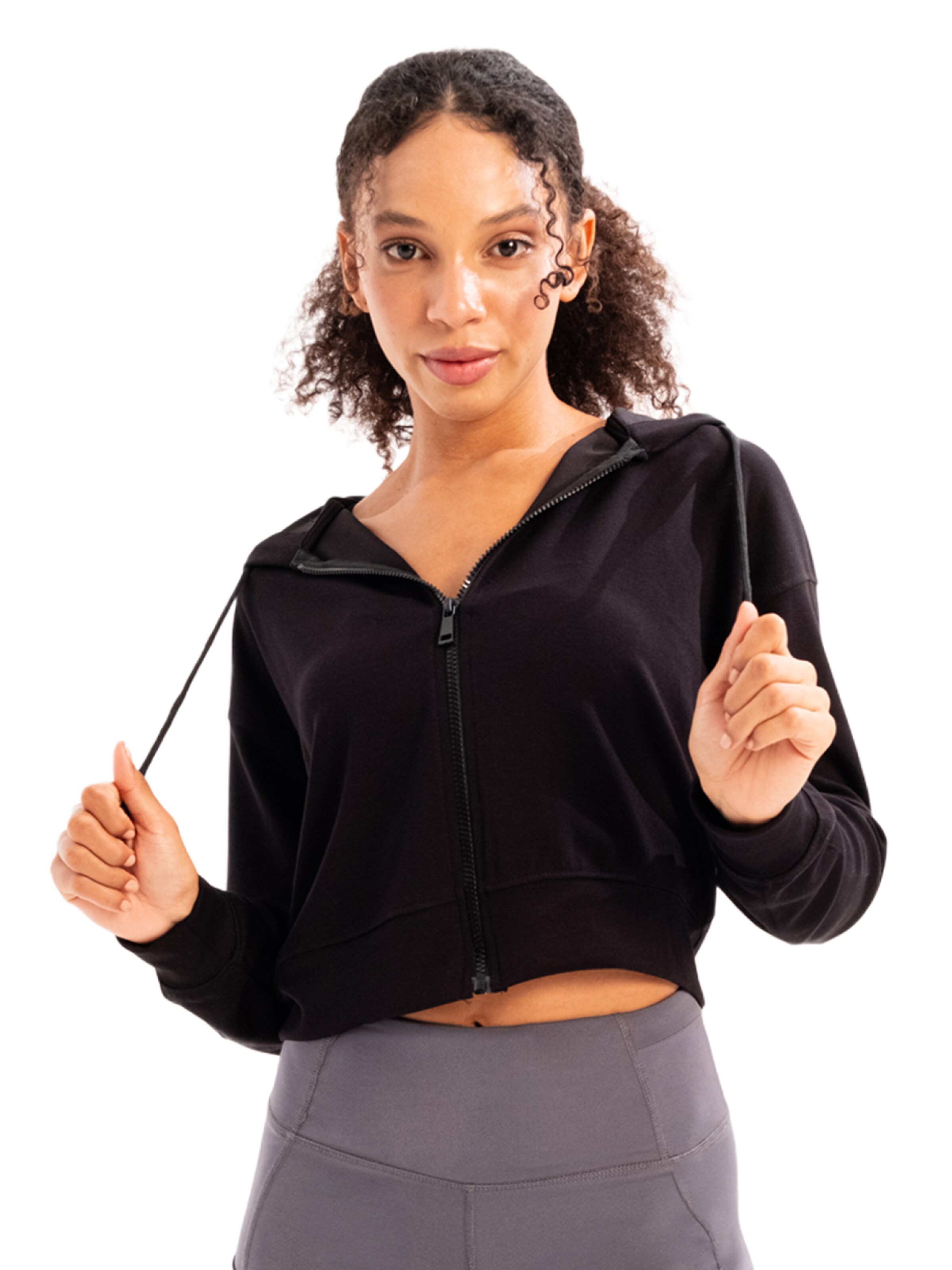 Justever Zip-Up Hoodie 'Ana9' in Black