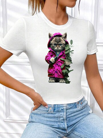 RMK Shirt 'Cat Katze' in White: front