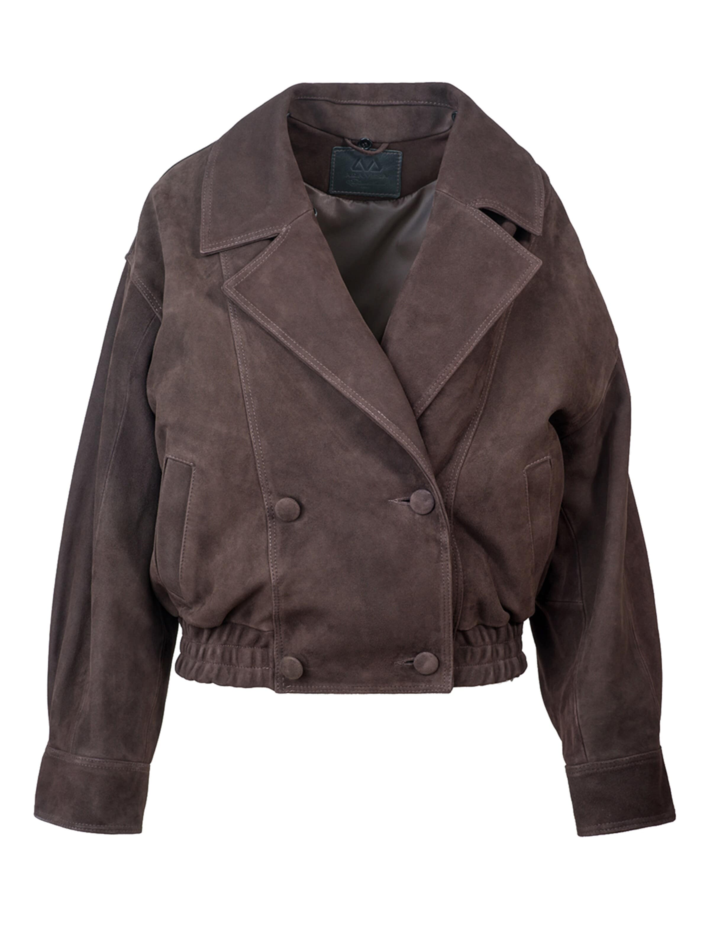 Veste d’hiver 'Suede Leather Bomber Jacket with Detachable Shawl Collar 1069' A&A Vesa en marron