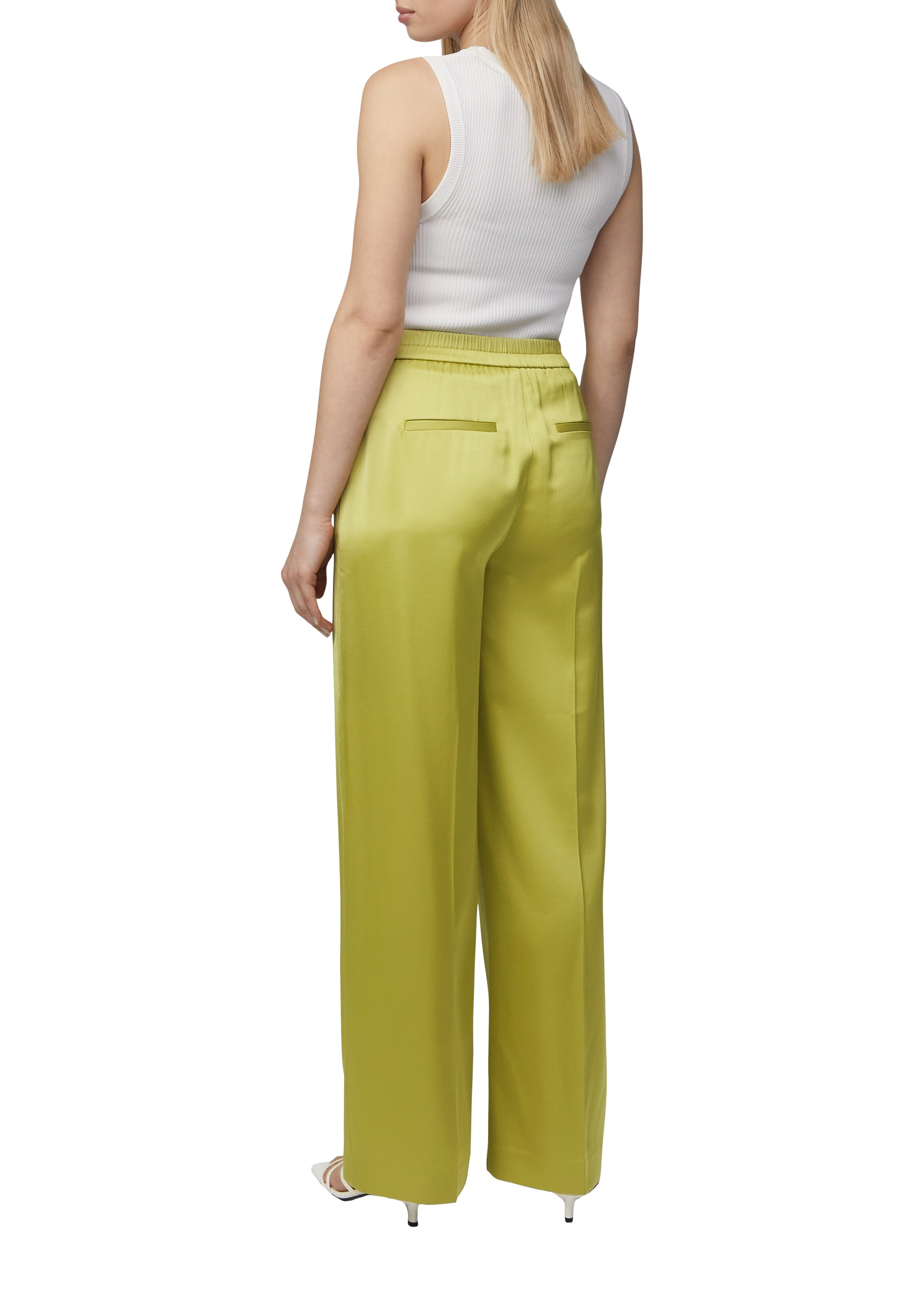 COMMA Wide leg Trousers with creases in Green: back