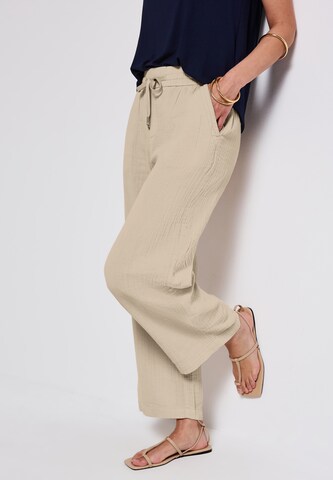 Wide Leg Pantalon STREET ONE en beige : devant