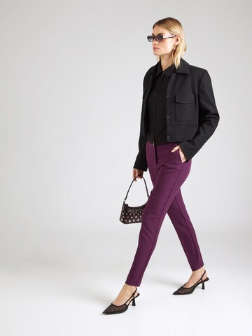 HUGO Slim fit Trousers with creases 'Hagonia-1' in Purple