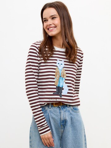 Cat e Lolette Shirt 'Cat in Trench' in Brown