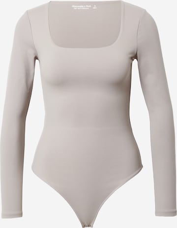 Abercrombie & Fitch Shirt Bodysuit in Grey: front
