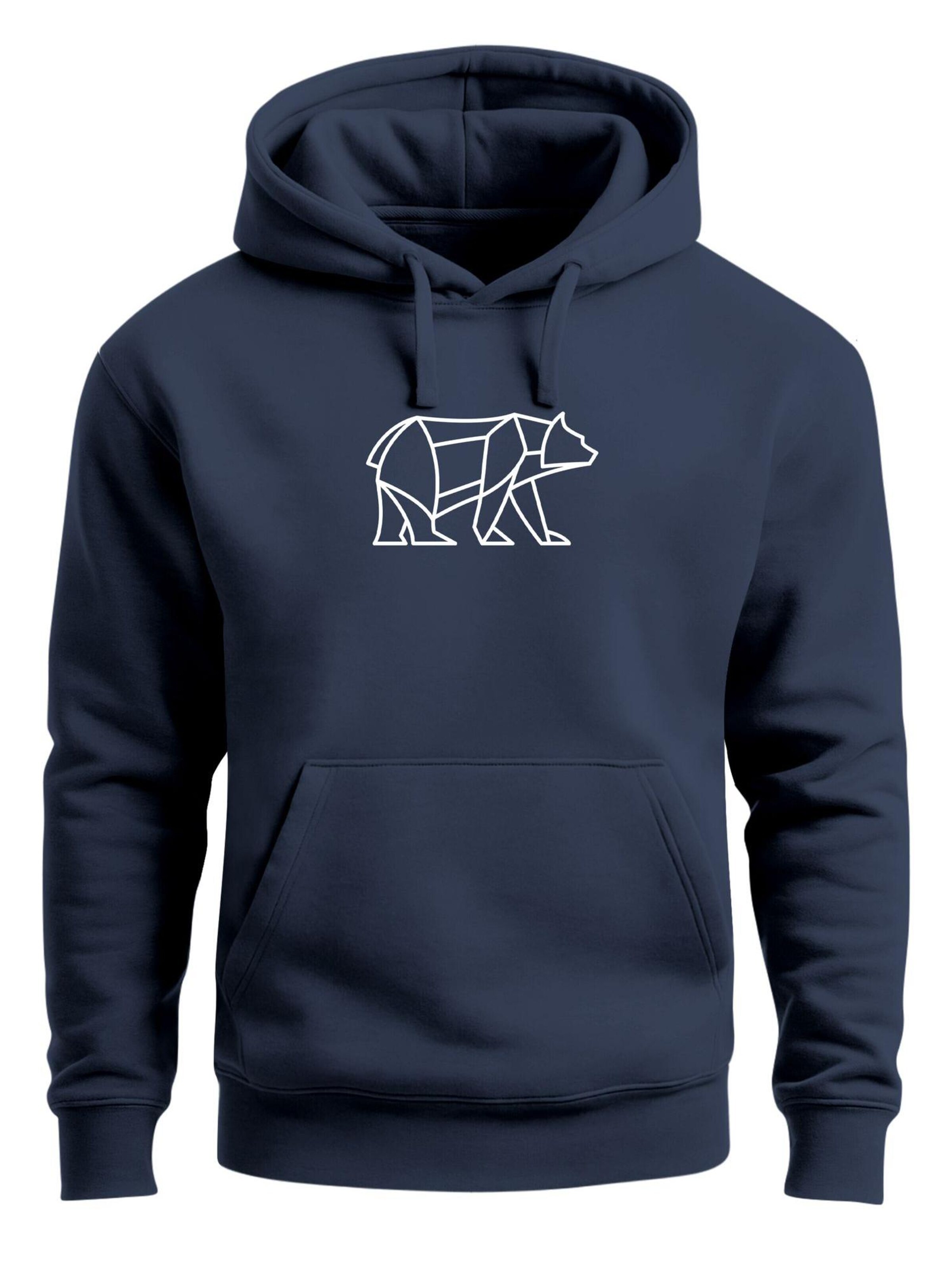 Neverless Sweatshirt 'Bär Lineart Polygon' in Blue: front