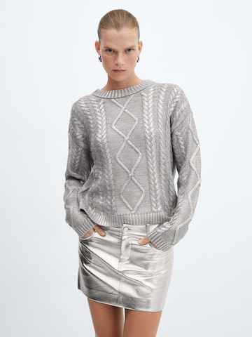 MANGO Sweater 'Foil' in Silver: front