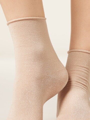 CALZEDONIA Socks 'GLITTER' in Beige