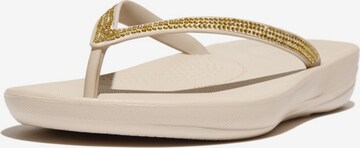 FitFlop T-Bar Sandals in Beige: front