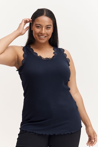 Fransa Curve Top in Blue: front