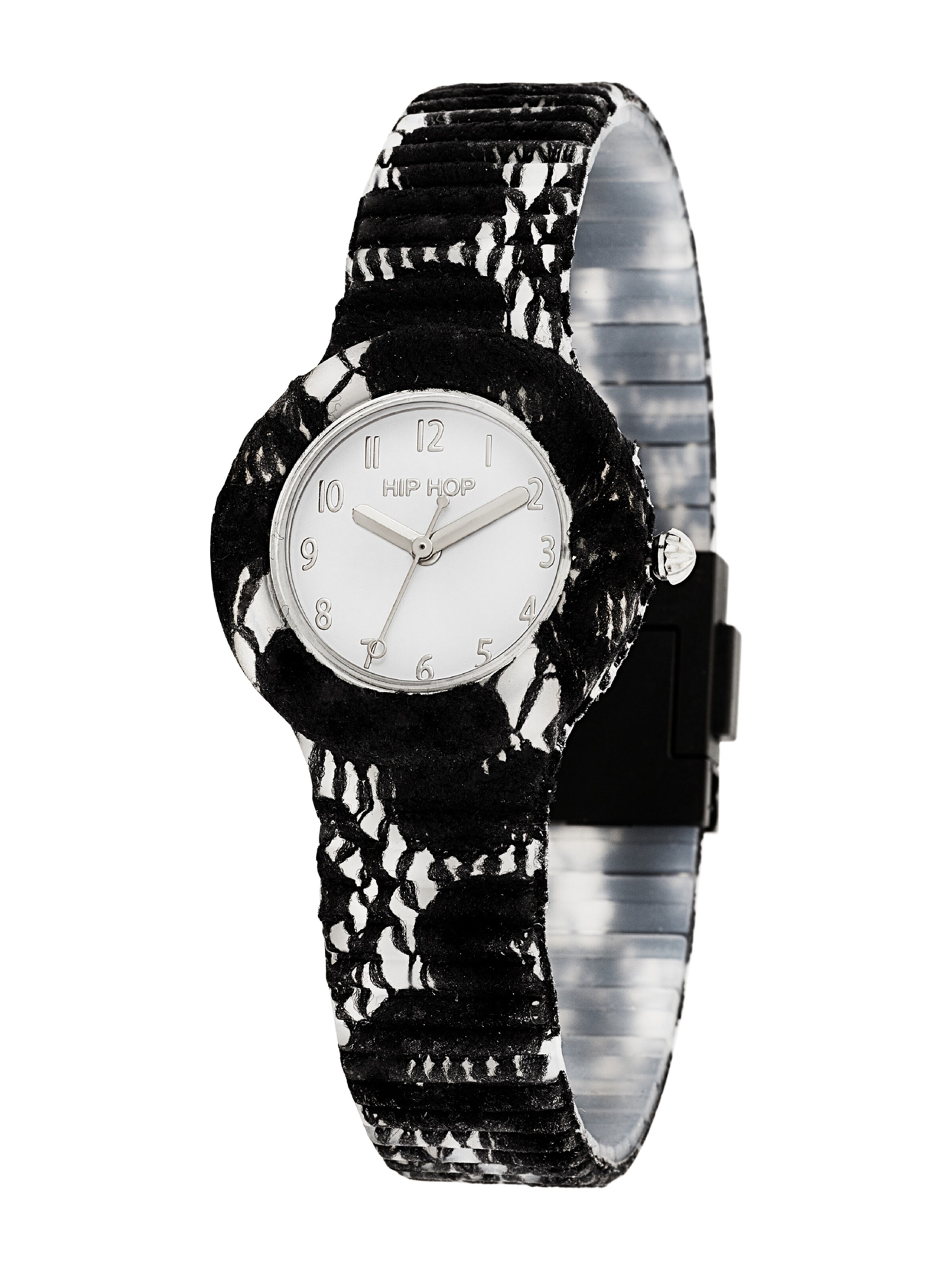 Hip Hop Analog Watch in Black: front