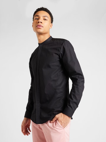 HUGO Red Slim fit Button Up Shirt 'Enrique' in Black: front