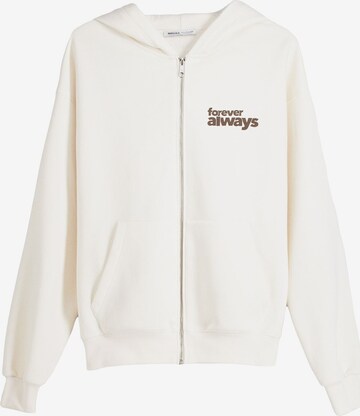 Bershka Sweat jacket in Beige: front