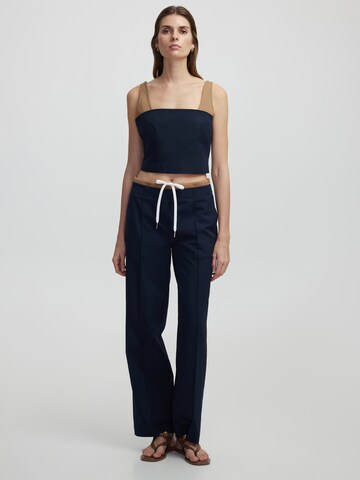 Ipekyol Regular Trousers with creases in Blue: front