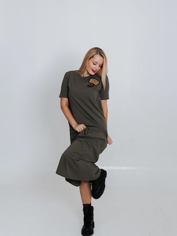 Robe 'CROWN AND RED LIPS' RADADA en vert