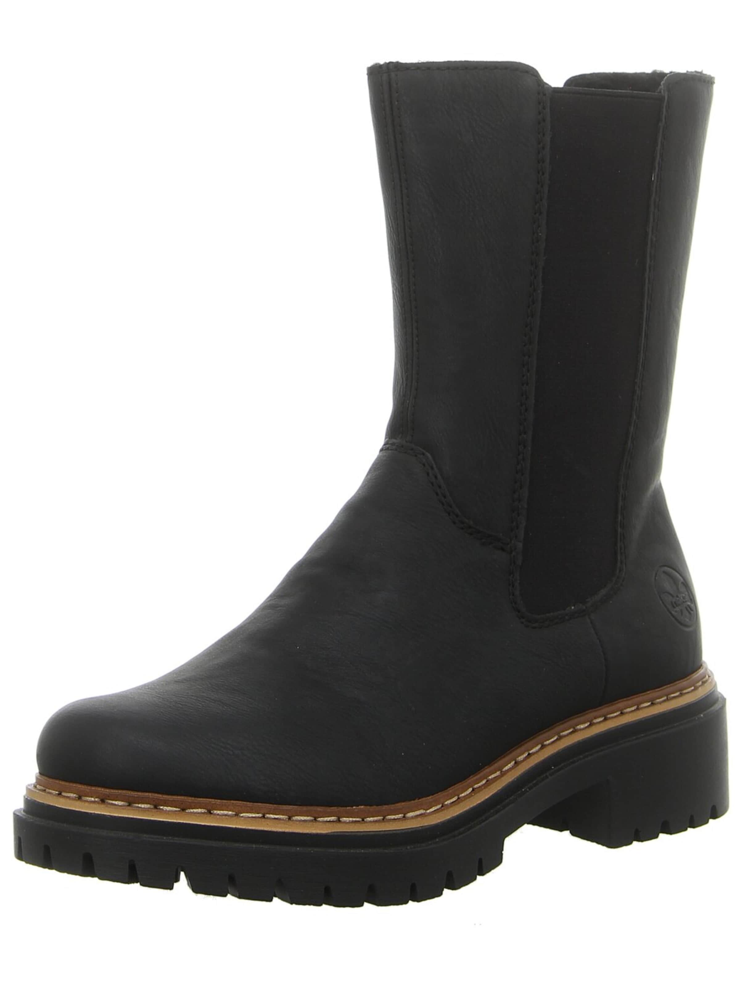Rieker Boots 'Klassische Stiefelette Damen 72683-00 Kunststoff (Synthetik) in schwarz' in Zwart: voorkant