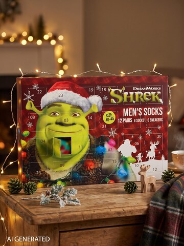 United Labels Socken 'Adventskalender Shrek - Der tollkühne Held mit 12 Paar'‌‌‌‌‌‌ in Mischfarben