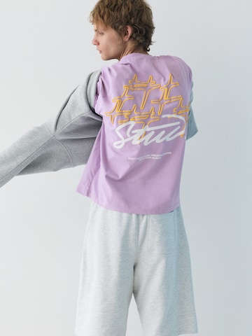 Pull&Bear Shirt 'STWD COMMUNITY REFRESH' in Purple