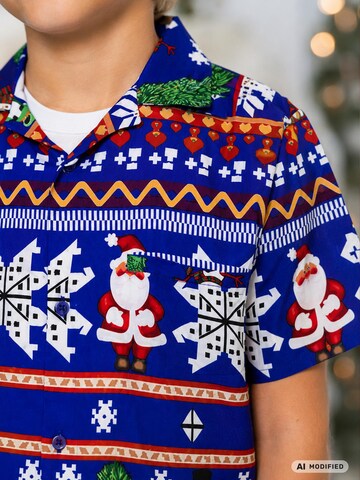 King Kameha Regular fit Button up shirt 'Christmas Rows' in Blue