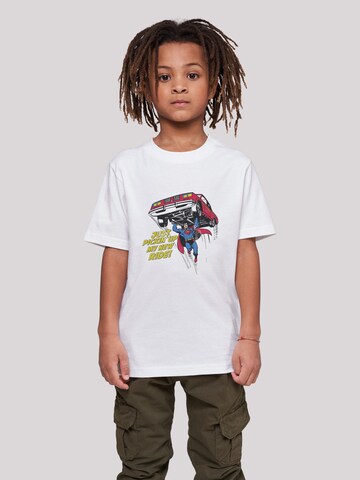 F4NT4STIC Shirt 'Superman New Ride' in Wit: voorkant