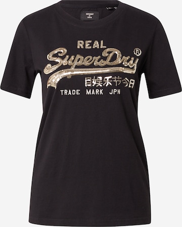 Superdry Тениска в черно: отпред