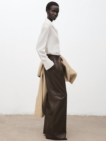 MANGO Wide Leg Hose 'Riga' in Braun