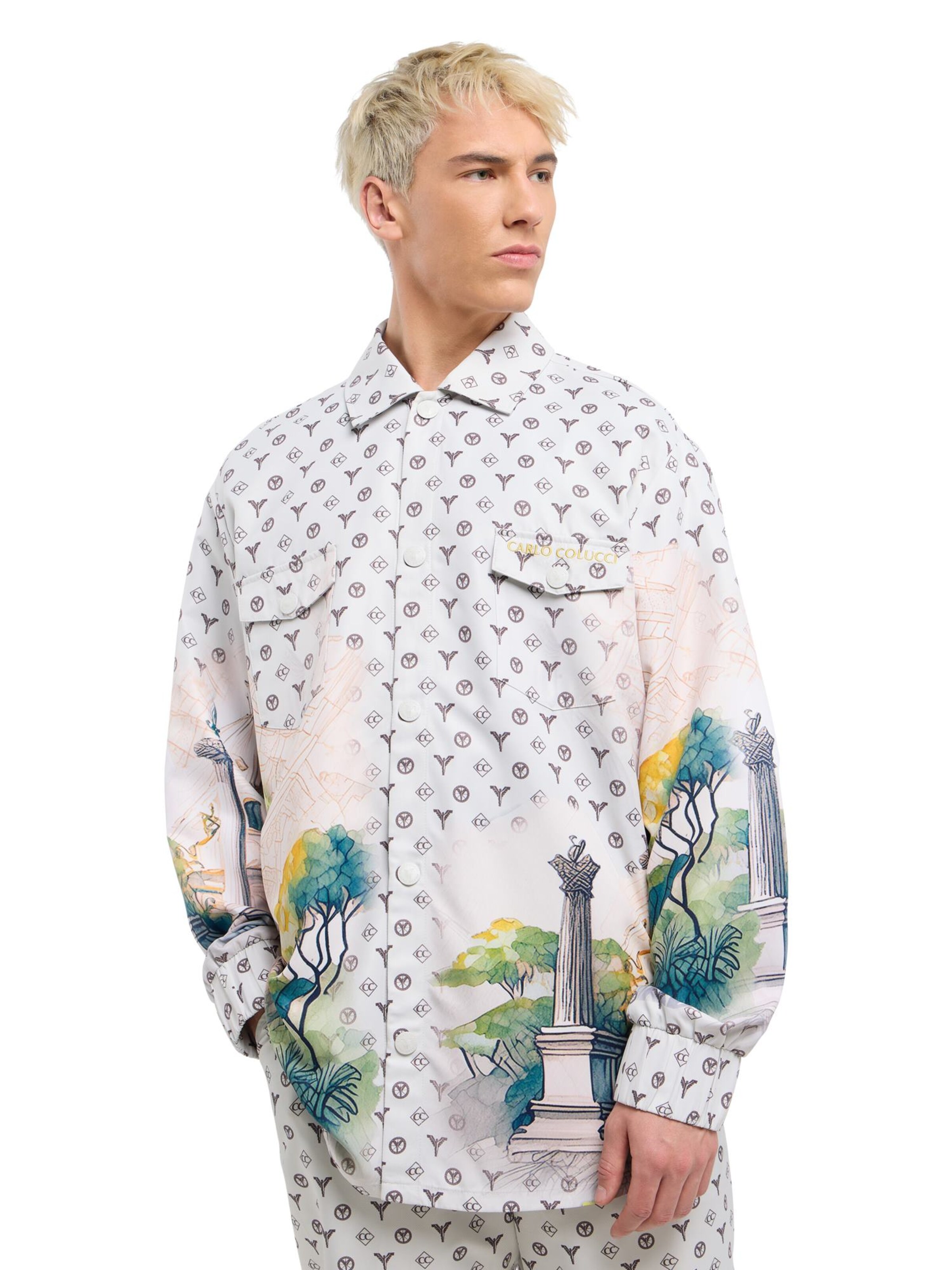 Carlo Colucci Regular fit Button Up Shirt 'Epp' in White: front