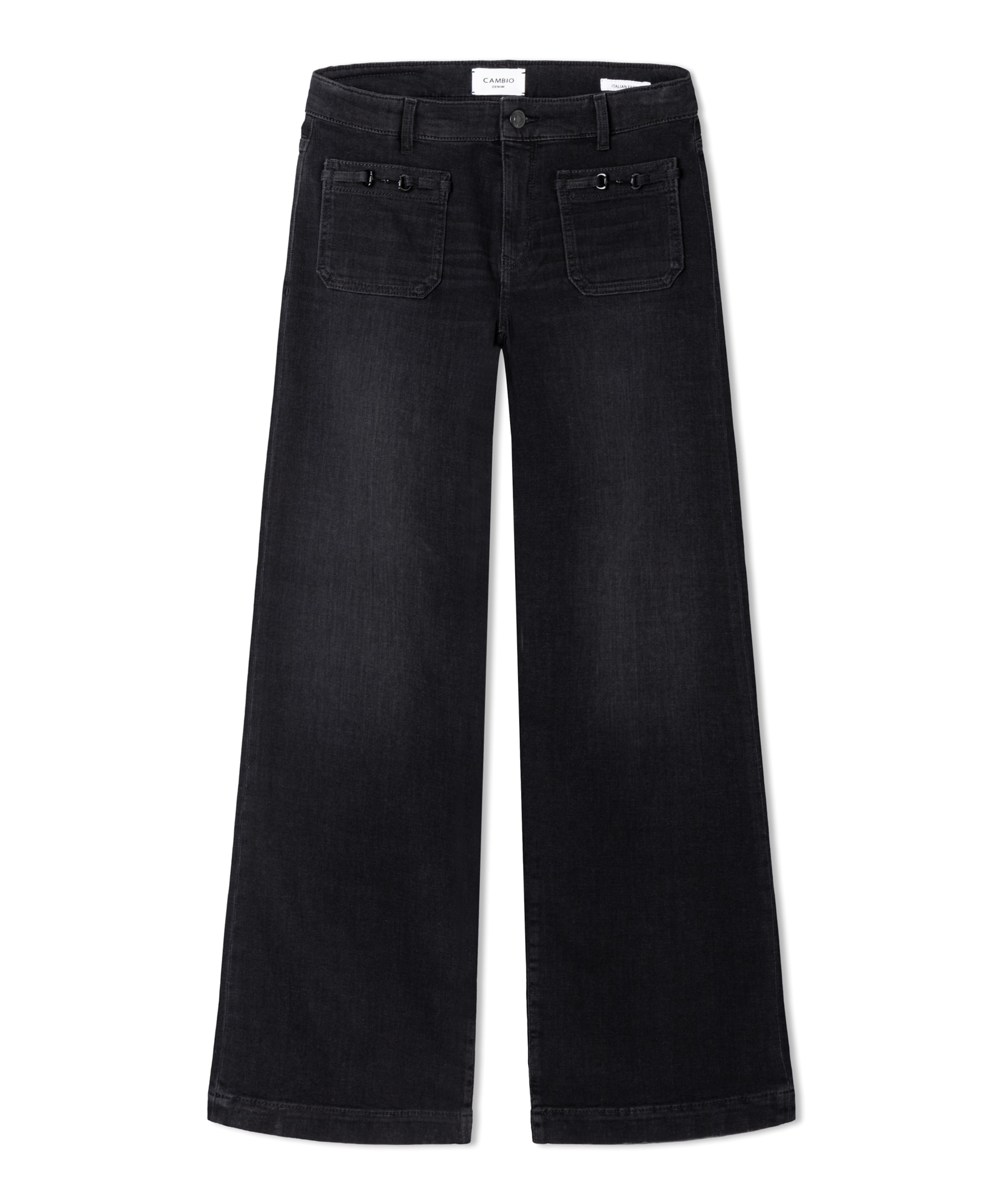 Cambio Wide leg Jeans ' Ada' in Zwart: voorkant