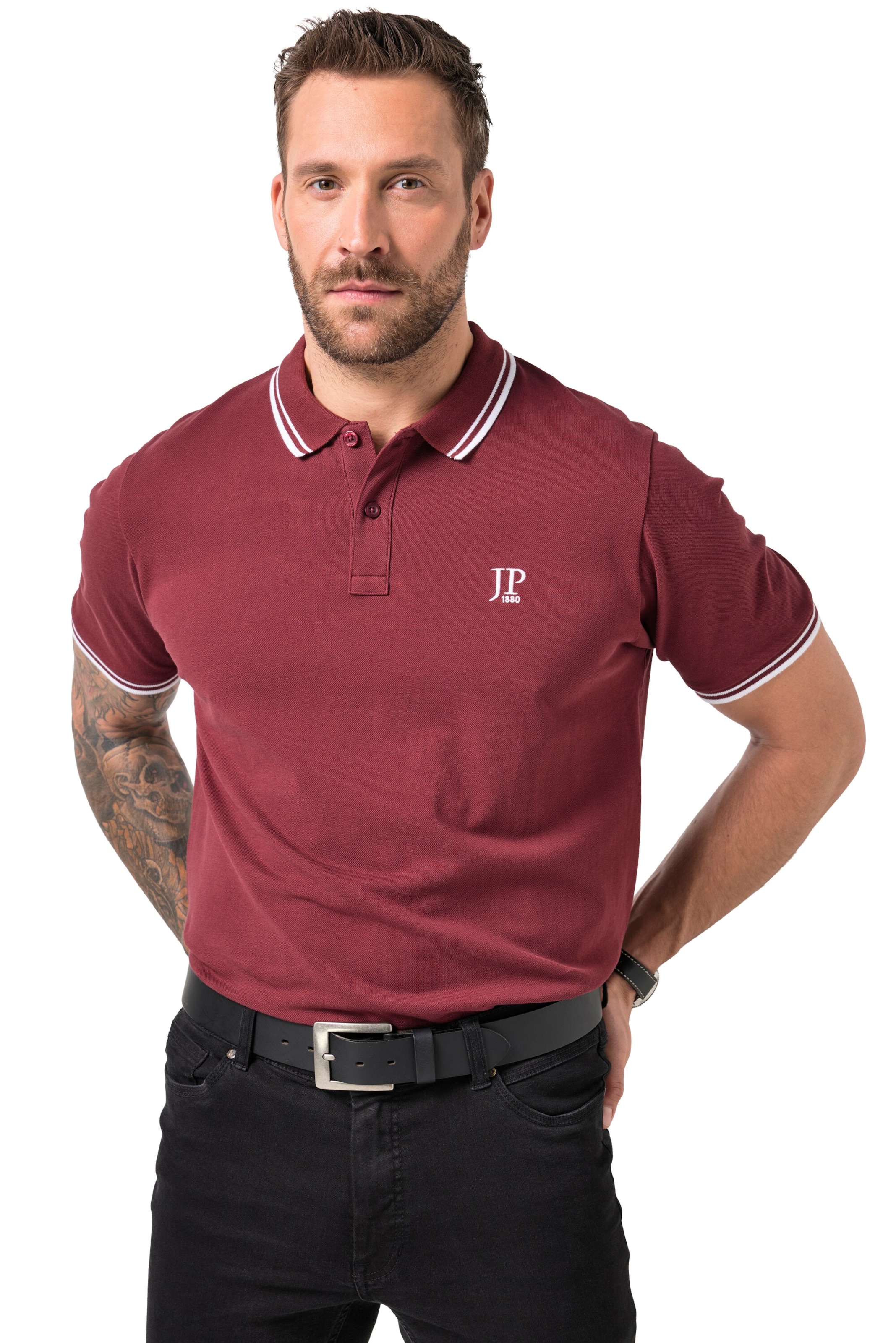 JP1880 Poloshirt in Rot: Vorderseite