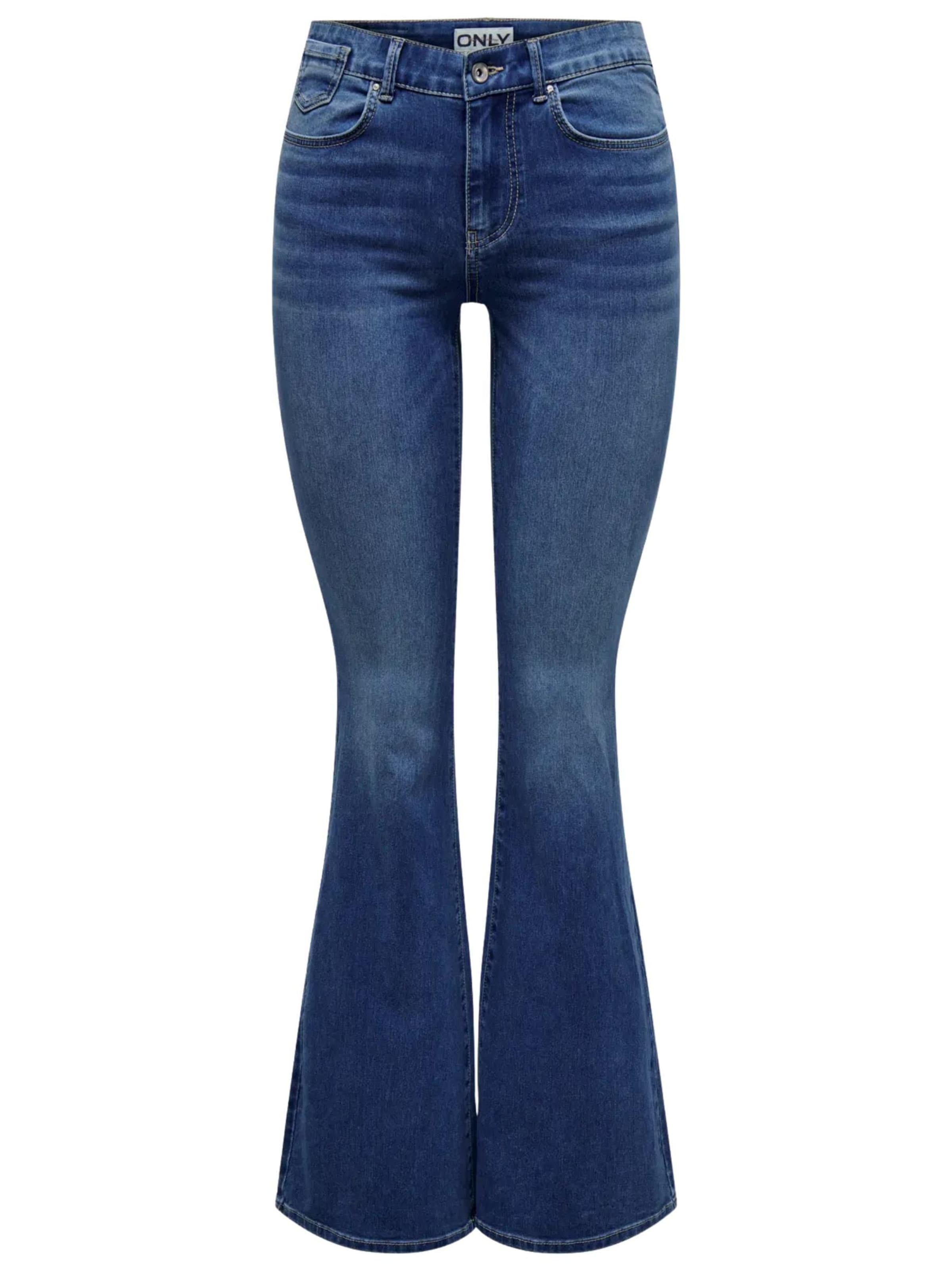 Jeans 'ONLY ONLREESE REG RETRO FLARED DNM BOX PANTALONE' ONLY di colore blu denim, Visualizzazione prodotti