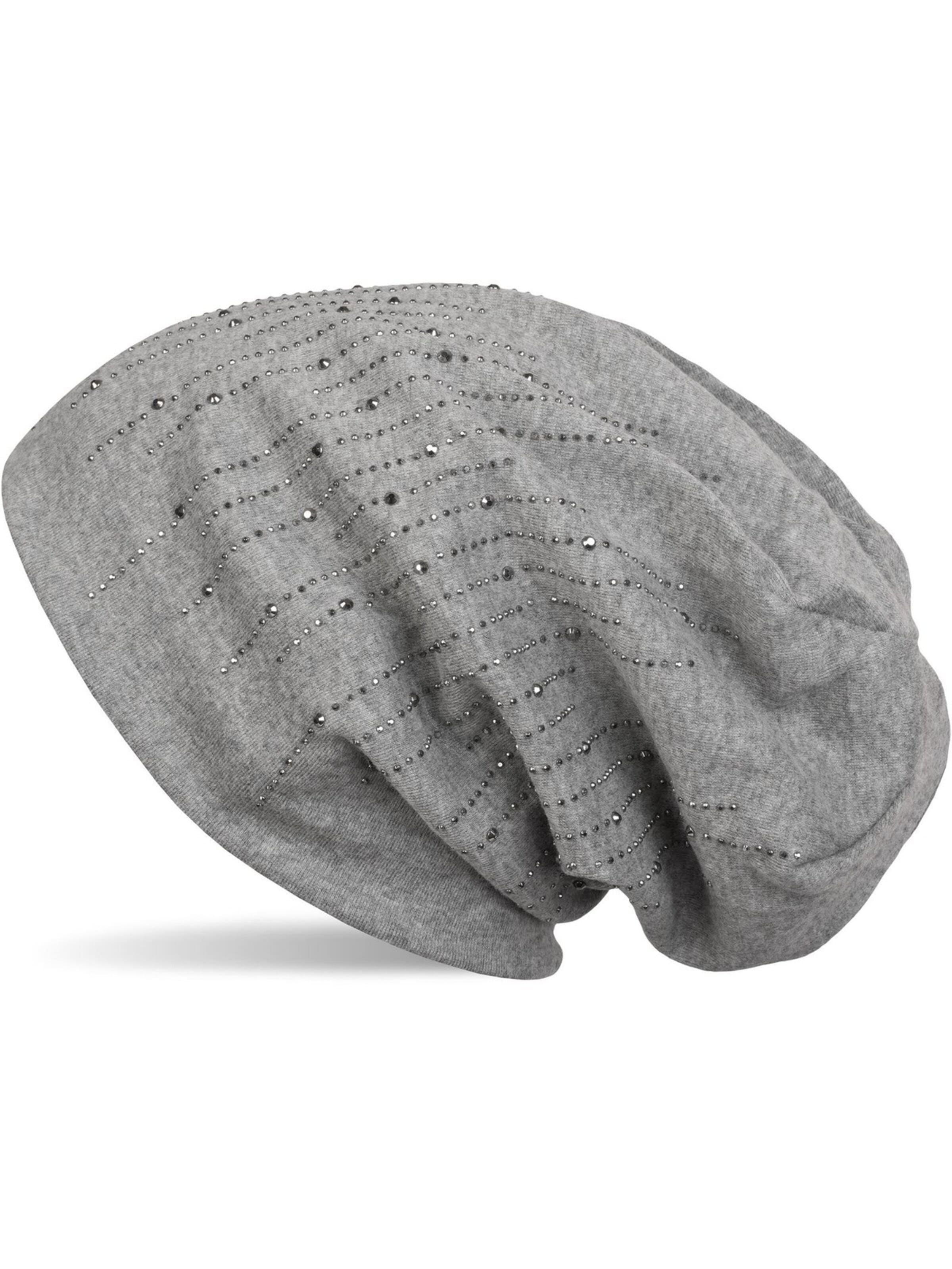 styleBREAKER Mütze 'Beanie mit Strass Streifen'‌‌‌ in Grau: Vorderseite