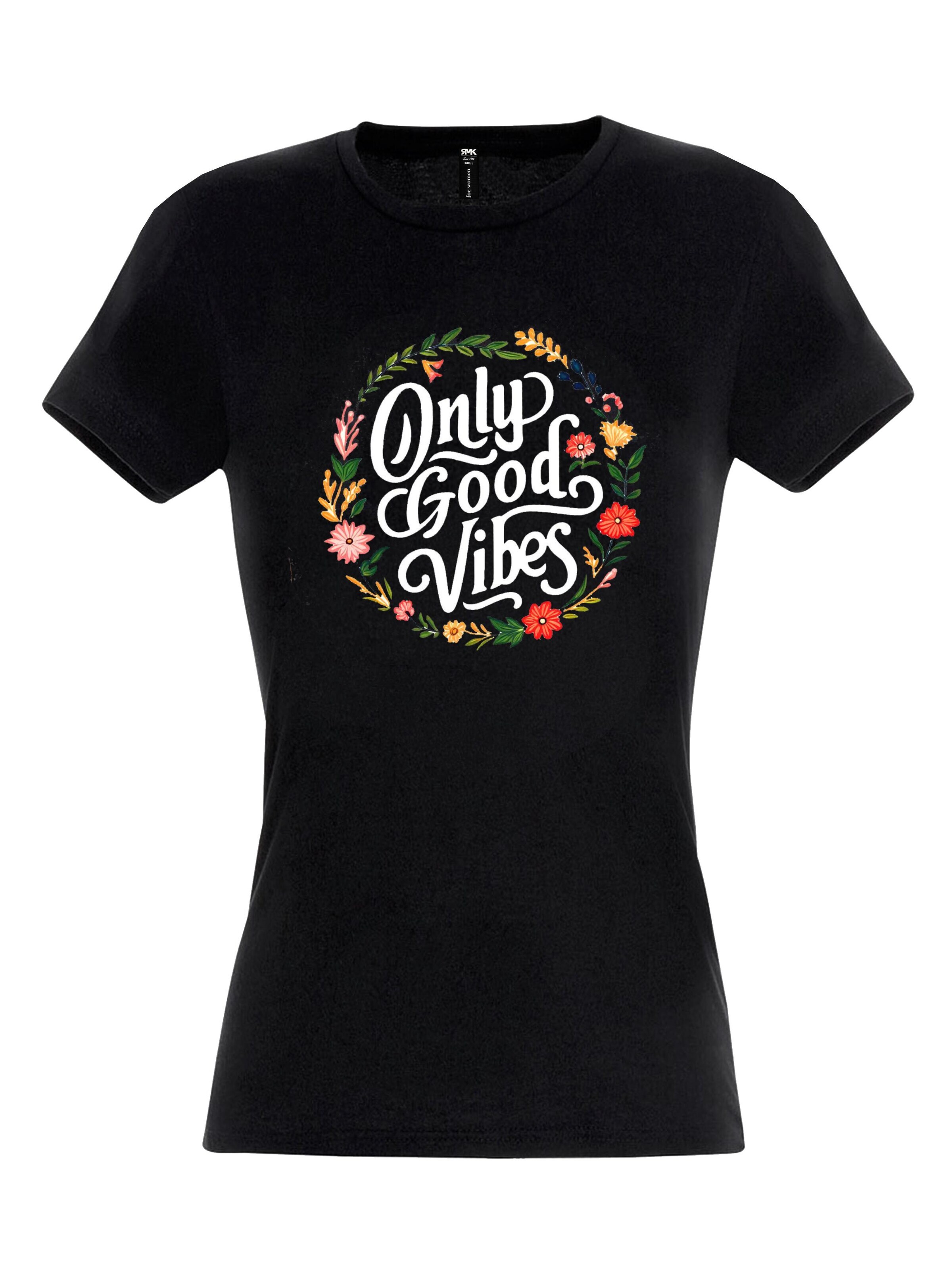 RMK Shirt 'Good Vibes Only'‌‌‌‌‌‌‌ in Schwarz: Vorderseite