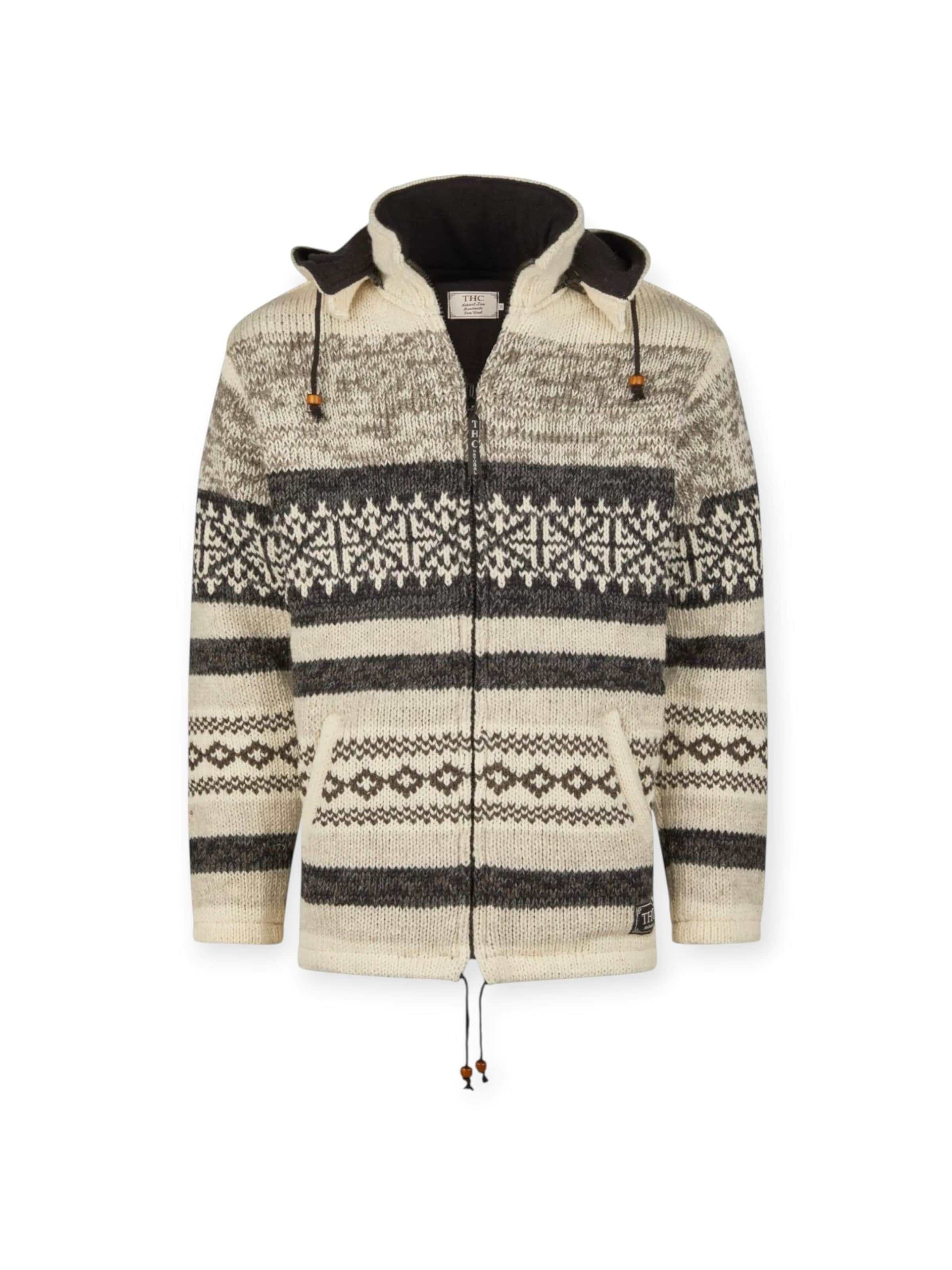 THC Natural Line Knit Cardigan '888' in Beige: front