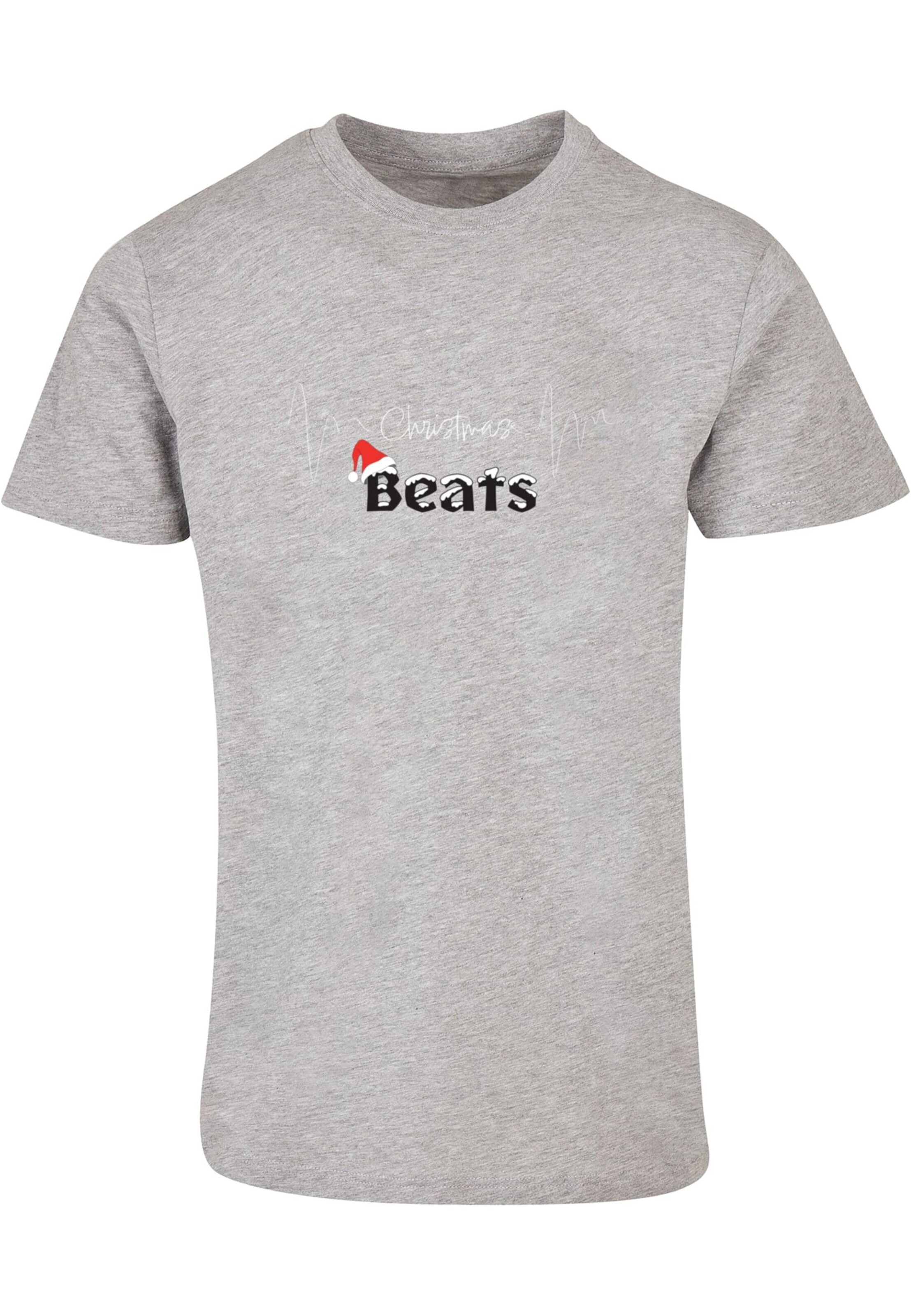 Merchcode T-Shirt 'Christmas beats' in Grau: Vorderseite