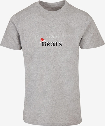 Merchcode Shirt 'Christmas beats' in Grijs: voorkant