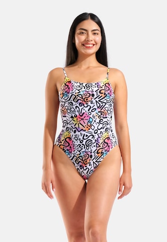 ARENA - Bustier Traje de baño 'Water Prints' en blanco: frente