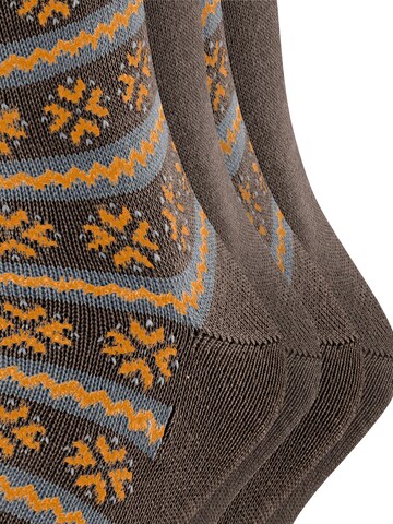 ESPRIT Socks 'Scandi Norwegian 4-Pack' in Brown