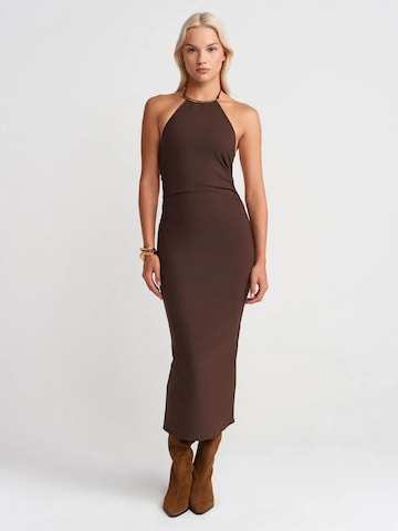 Dilvin Midi Kleid in Braun: Vorderseite