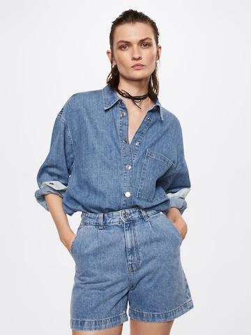 MANGO Loosefit Bandplooi jeans 'REGINA' in Blauw: voorkant