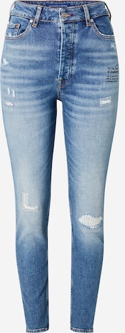 Coupe slim Jean 'The Line high rise skinny in organic cot' SCOTCH & SODA en bleu : devant